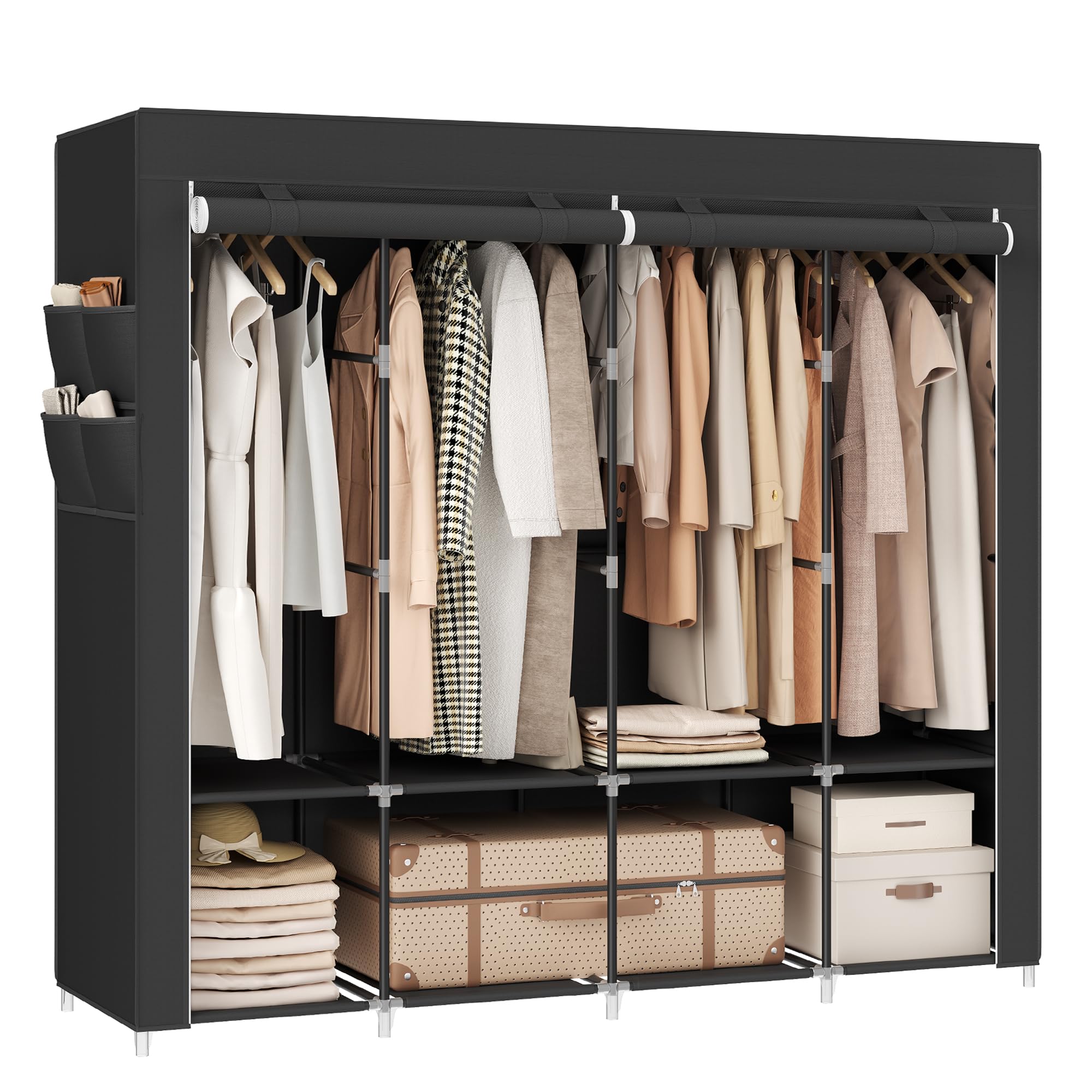 SONGMICS armoire vue avant montrant rangement ample et accès facile