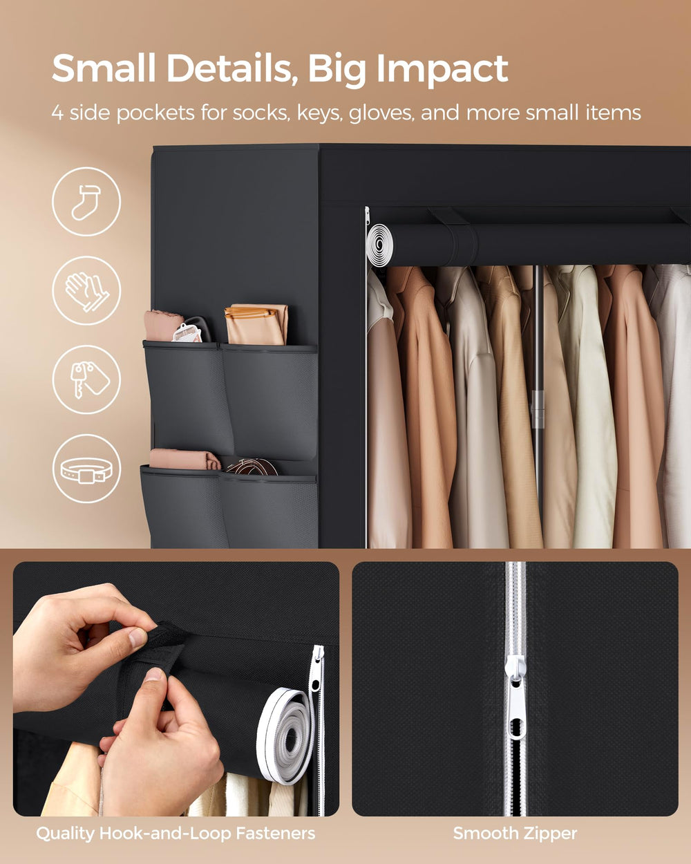 SONGMICS armoire installée en chambre pour gain de place instantané