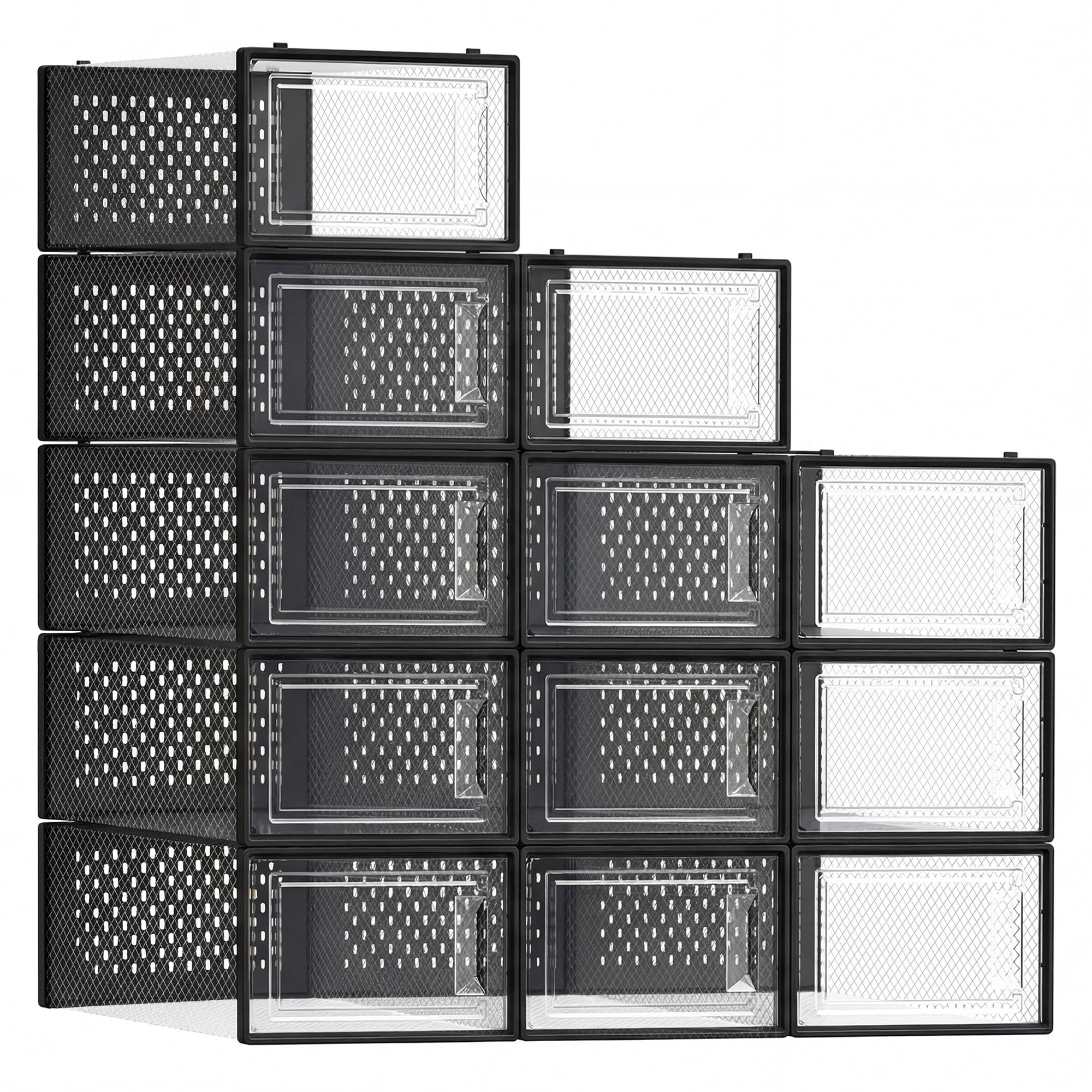 SONGMICS boîte avec façade transparente montrant une paire visible, rangement rapide