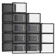 SONGMICS boîte avec façade transparente montrant une paire visible, rangement rapide