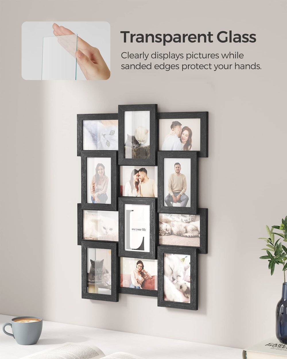SONGMICS comparaison taille montrant échelle d’une photo 10×15 cm et cadre