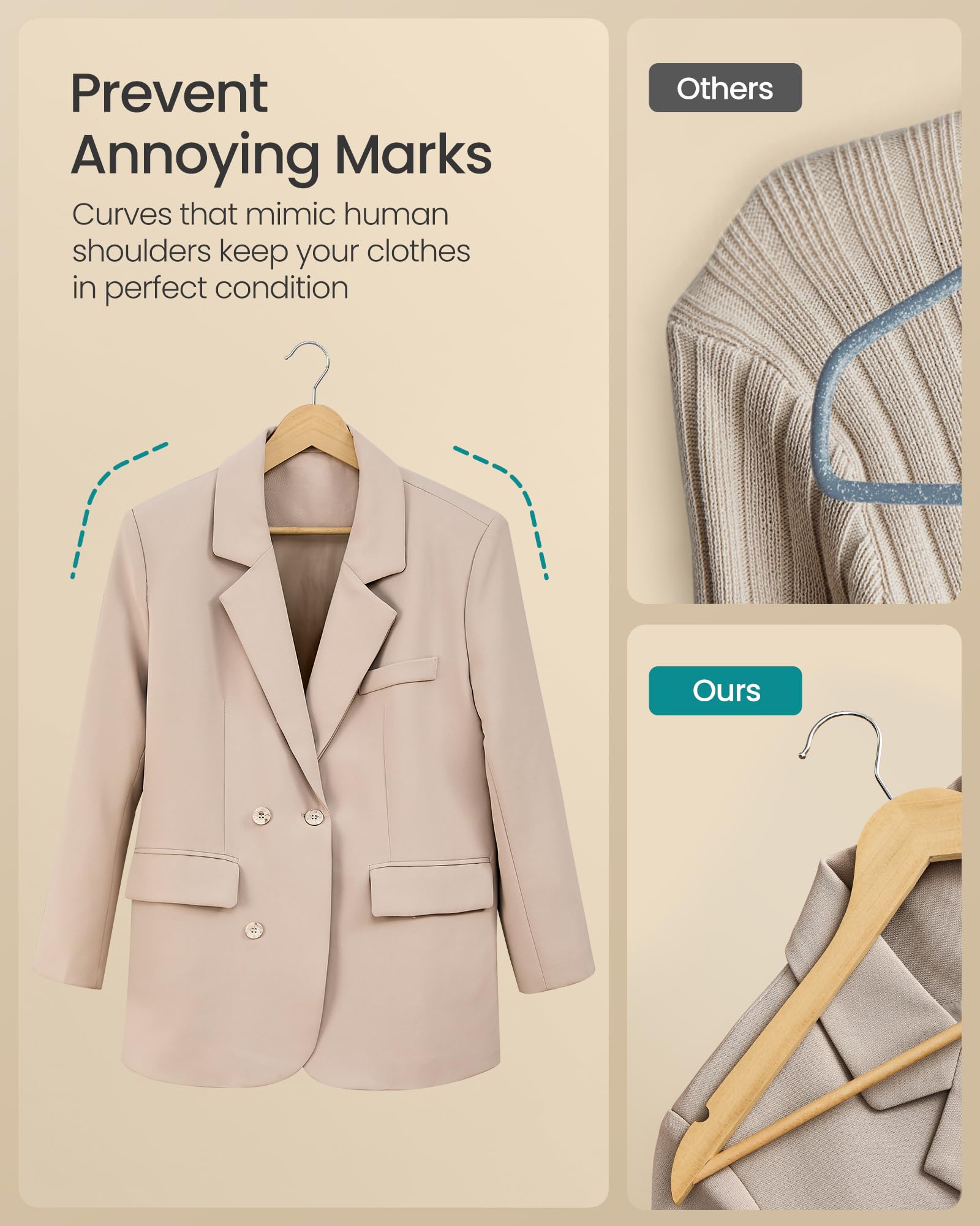 SONGMICS encoches pour bretelles sécurisant robes et hauts fins