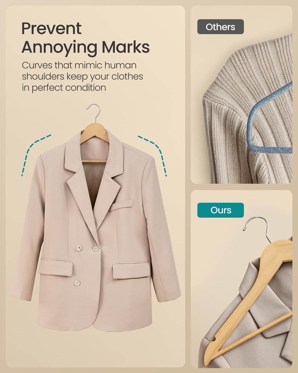 SONGMICS encoches pour bretelles sécurisant robes et hauts fins