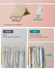 SONGMICS cintres en usage sur tringle montrant gain de place visible