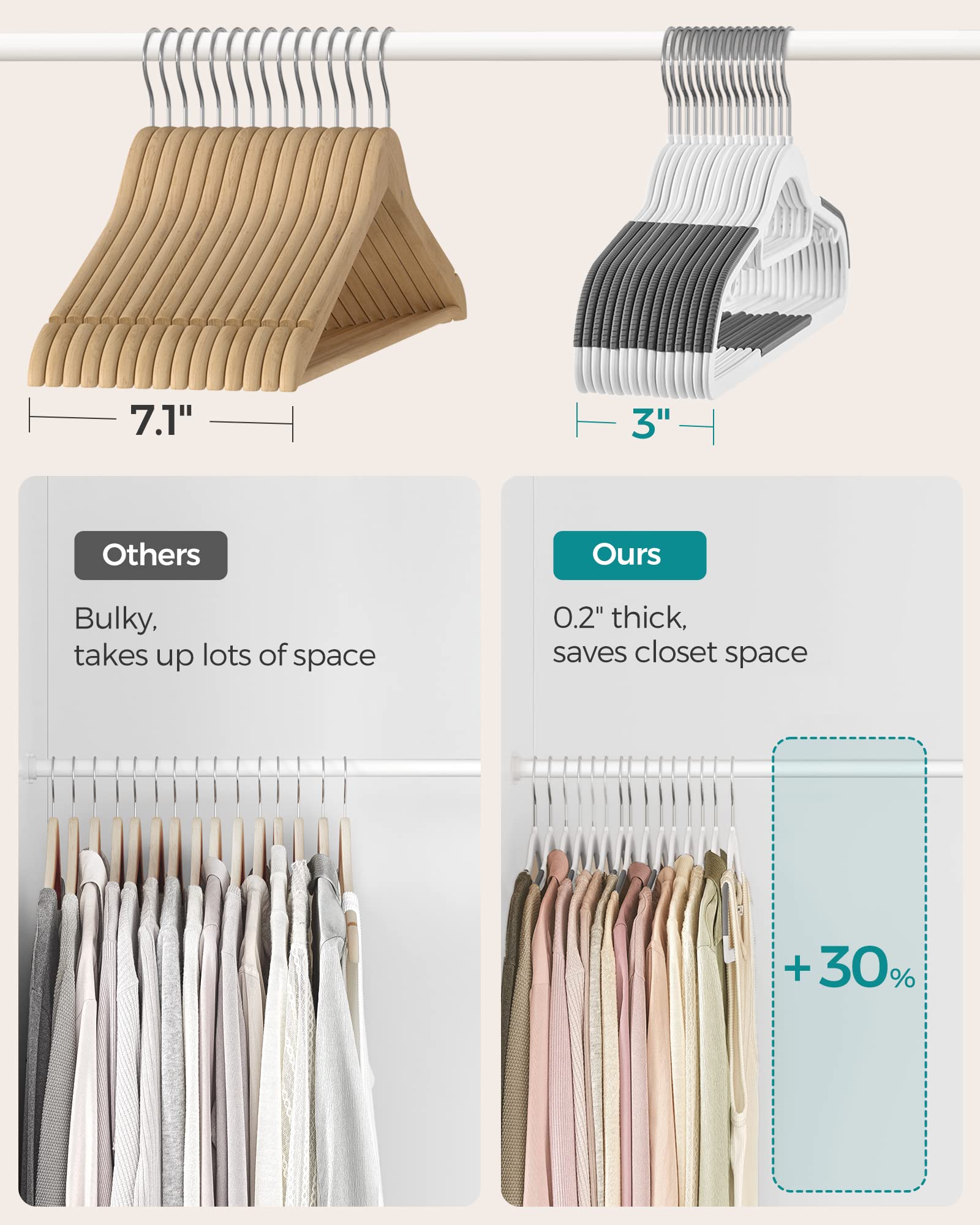 SONGMICS profil ultra-fin comparaison optimisant la capacité