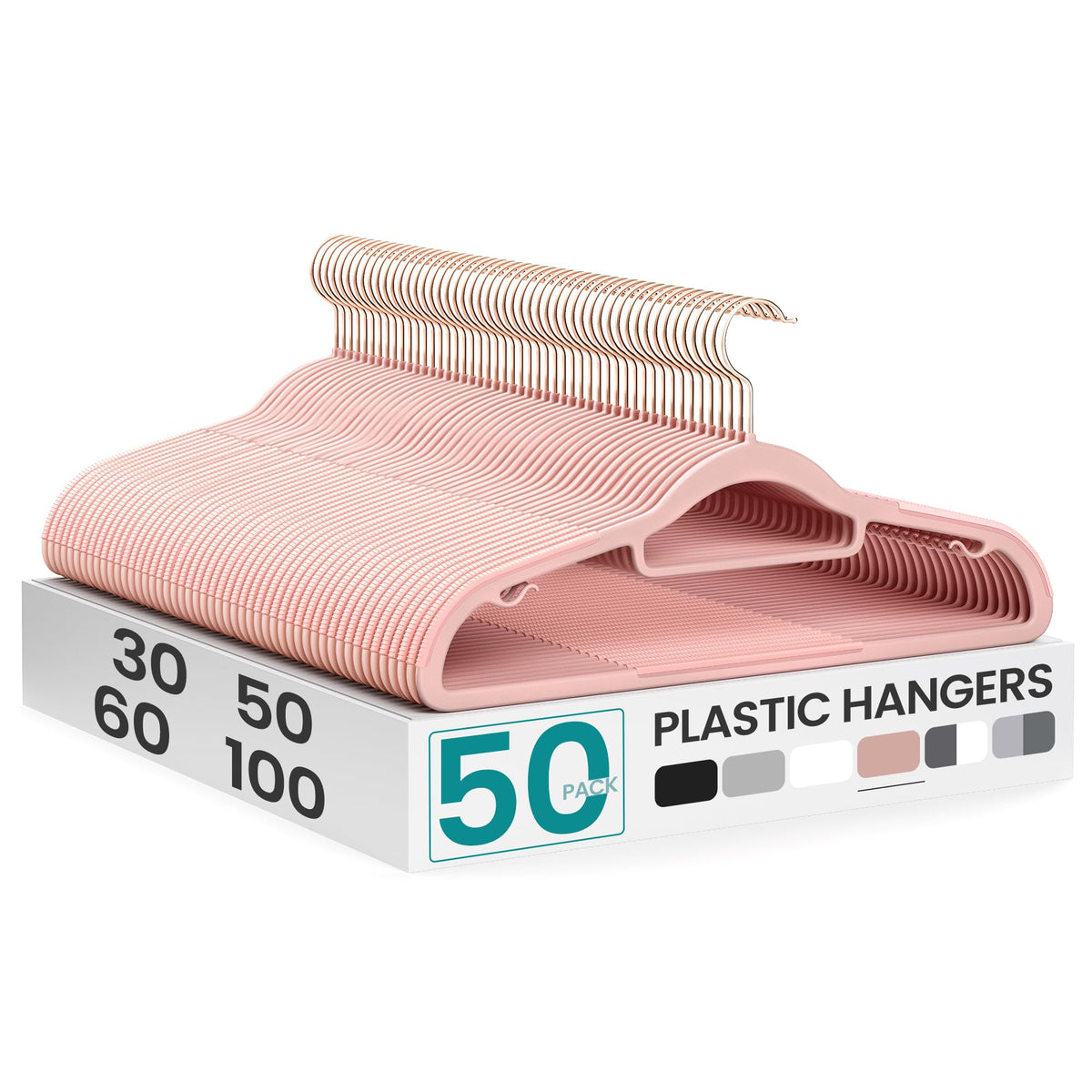 SONGMICS lot de 50 cintres face packaging montrant gain de place