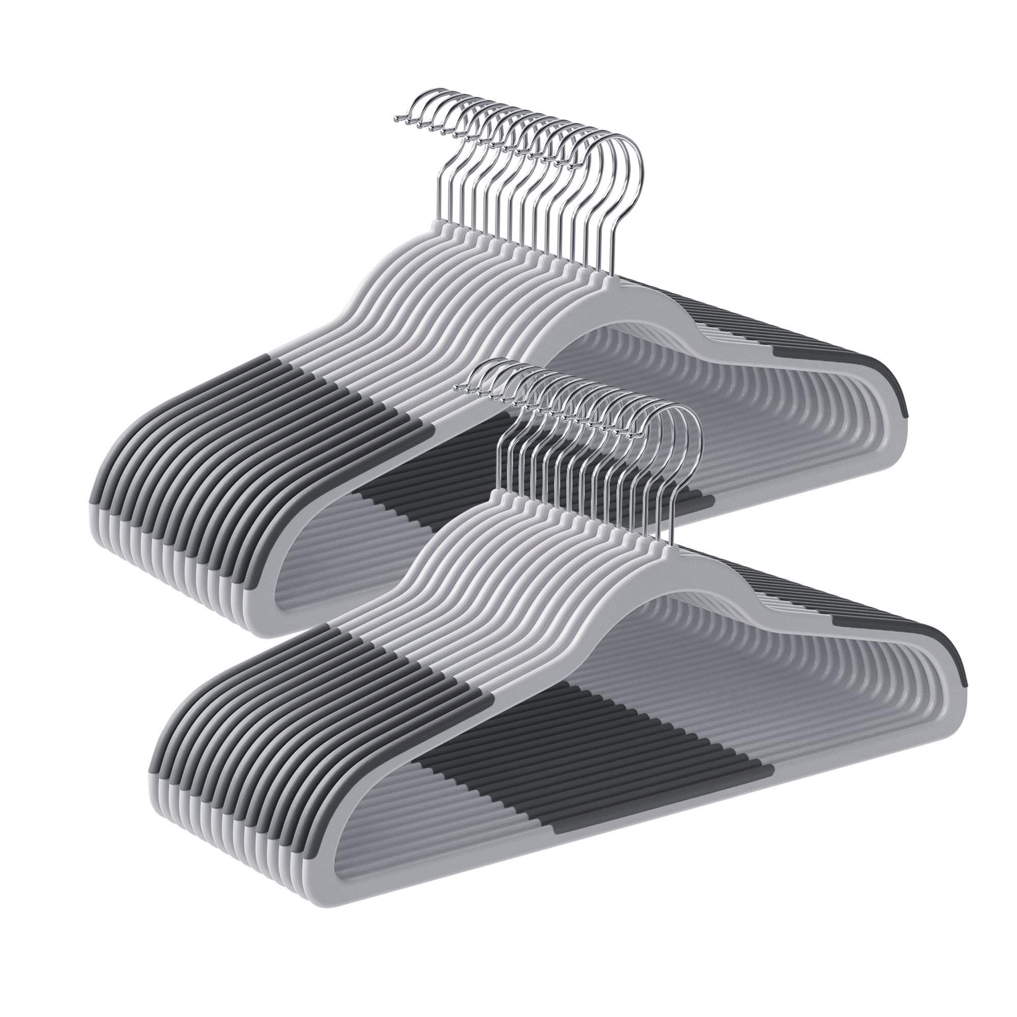 SONGMICS lot de 50 cintres en plastique devant un fond blanc, rangement optimisé
