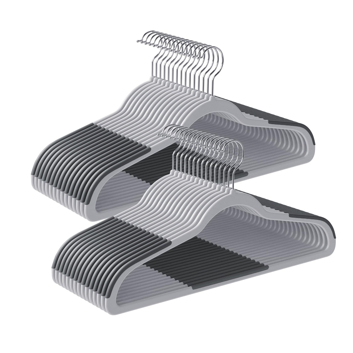 SONGMICS lot de 50 cintres en plastique devant un fond blanc, rangement optimisé