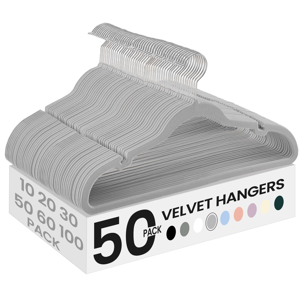 SONGMICS pack de 50 cintres velours montrant apparence uniforme et gain de place