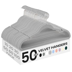 SONGMICS pack de 50 cintres velours montrant apparence uniforme et gain de place
