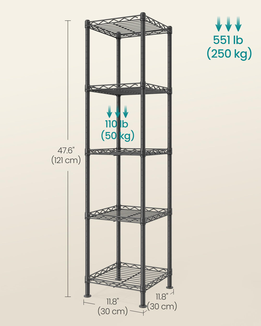 SONGMICS comparaison d'échelle avec objets pour visualiser taille compacte