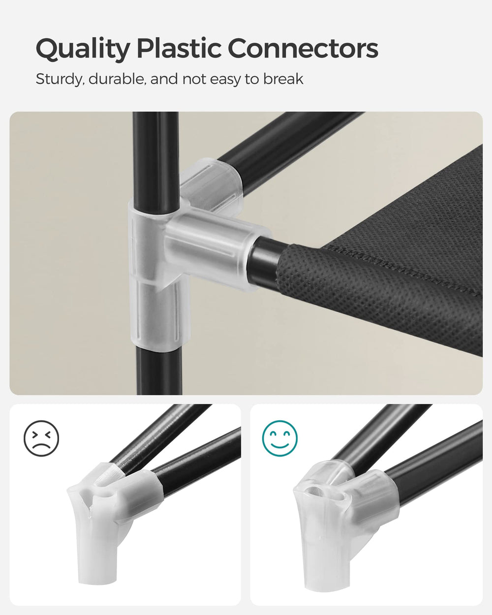 SONGMICS comparaison de taille à côté d'un meuble bas pour visualiser l'échelle