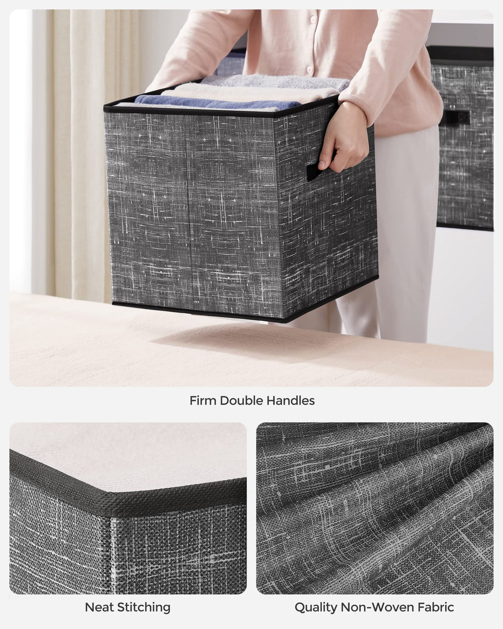 SONGMICS cubes installés dans une étagère cube, rangement discret et ordonné