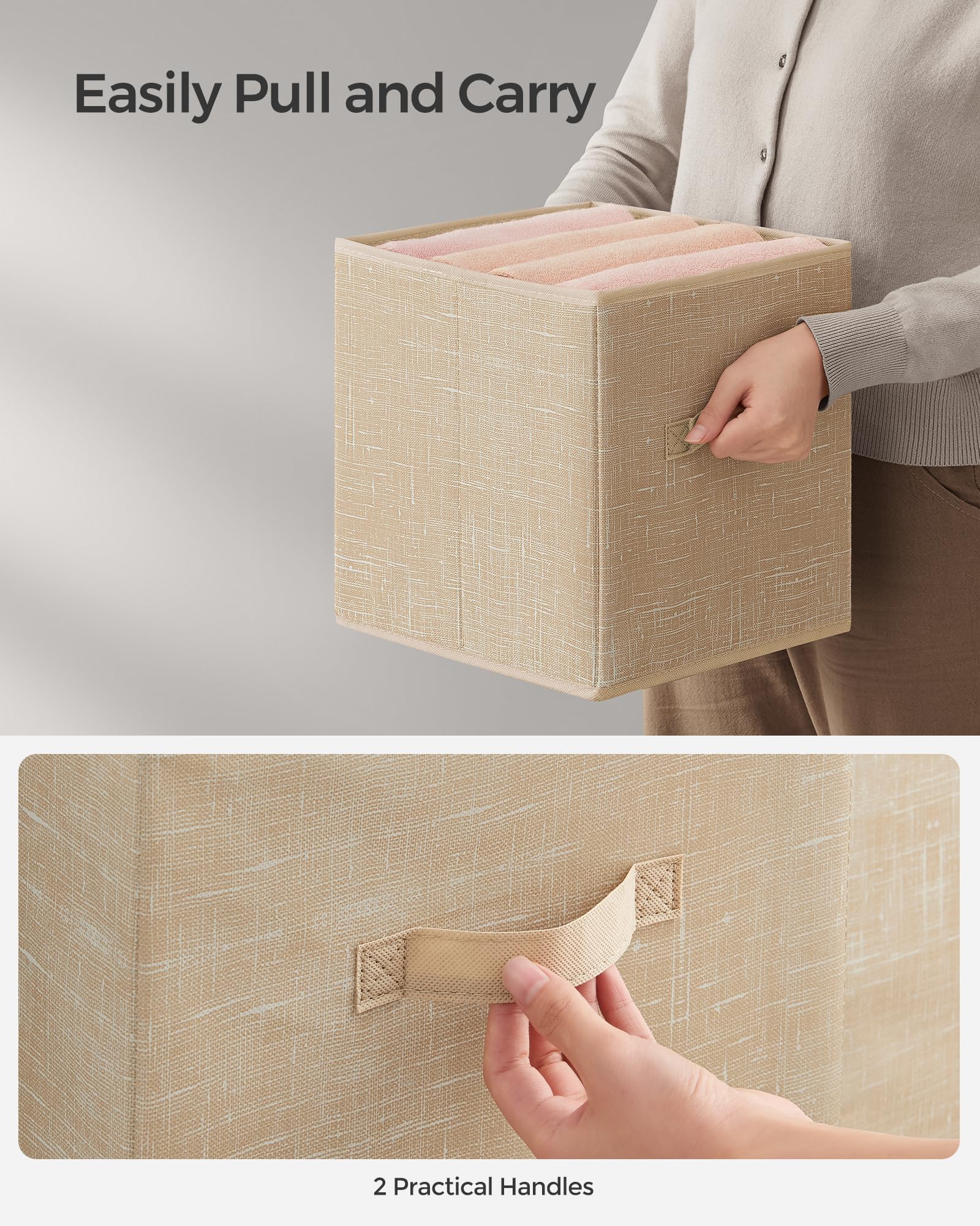 SONGMICS cube inséré dans une étagère cube montrant compatibilité et organisation