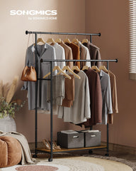 SONGMICS gros plan étagère couleur bois illustrant rangement stable