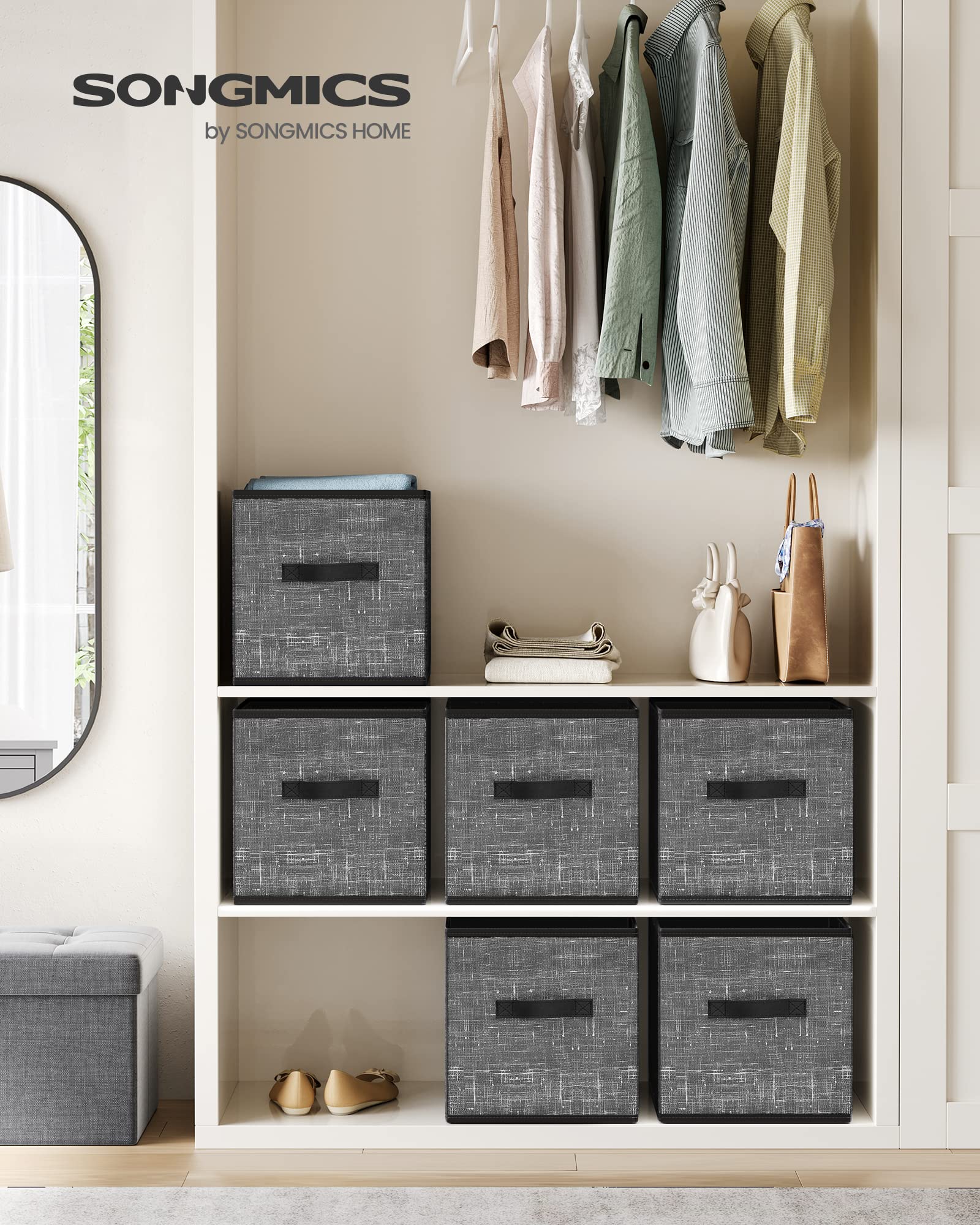 SONGMICS gros plan tissu chiné, texture résistante et esthétique
