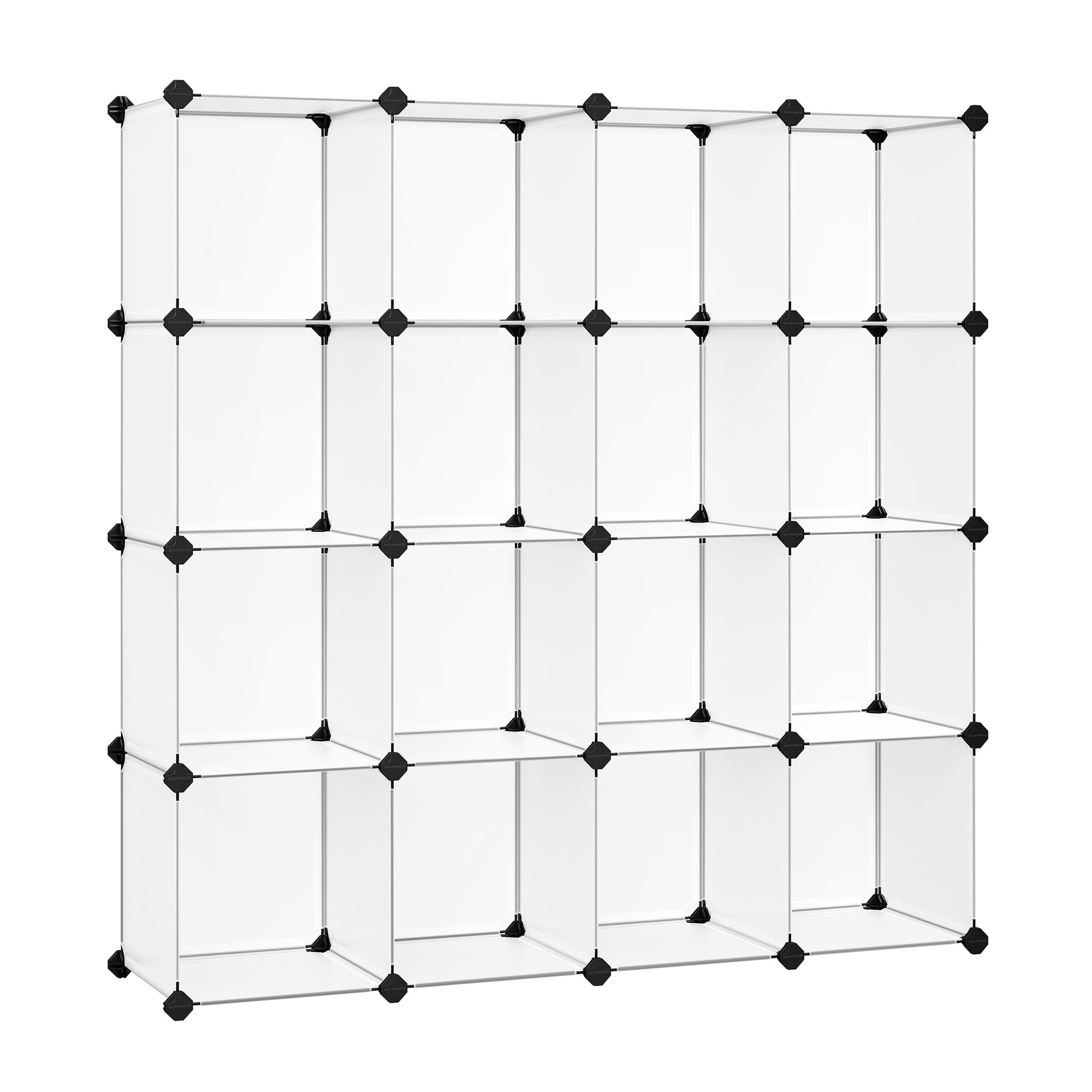 SONGMICS étagère 16 cubes face complète montrant rangement organisé