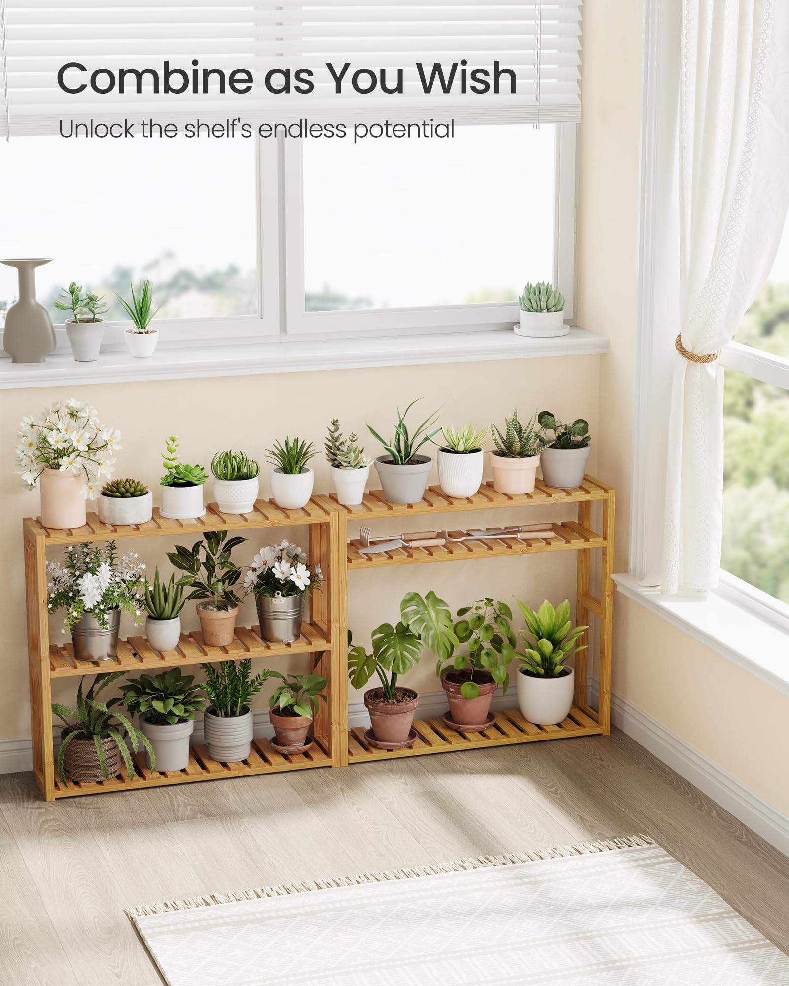 SONGMICS étagère sur balcon avec plantes apporte touche naturelle