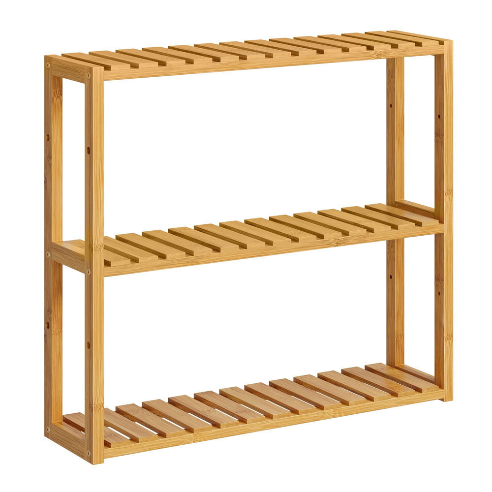 SONGMICS étagère bambou face vue frontale rangement optimisé