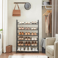 SONGMICS étagère utilisée dans une entrée, range chaussures et accessoires