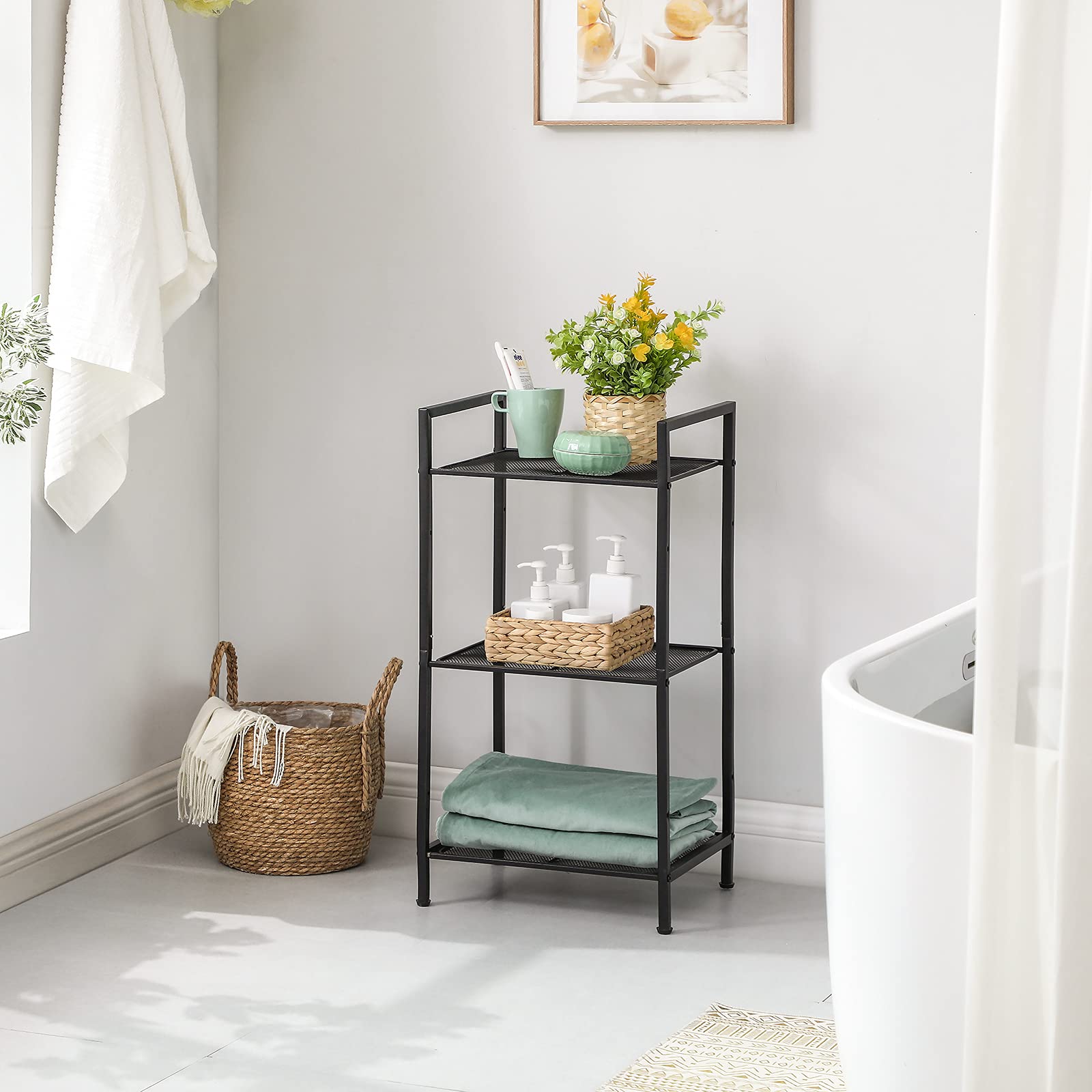 SONGMICS étagère en salle de bain avec serviettes, gain de place
