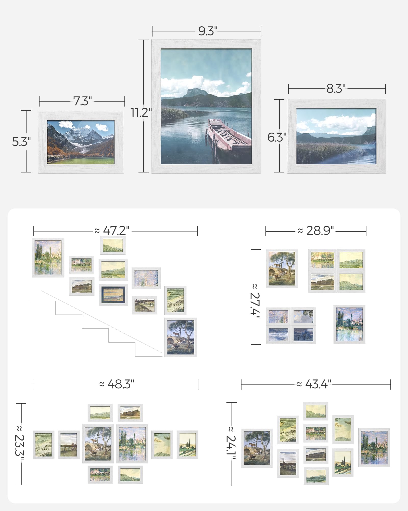 SONGMICS composition de galerie murale illustrant un agencement harmonieux et équilibré