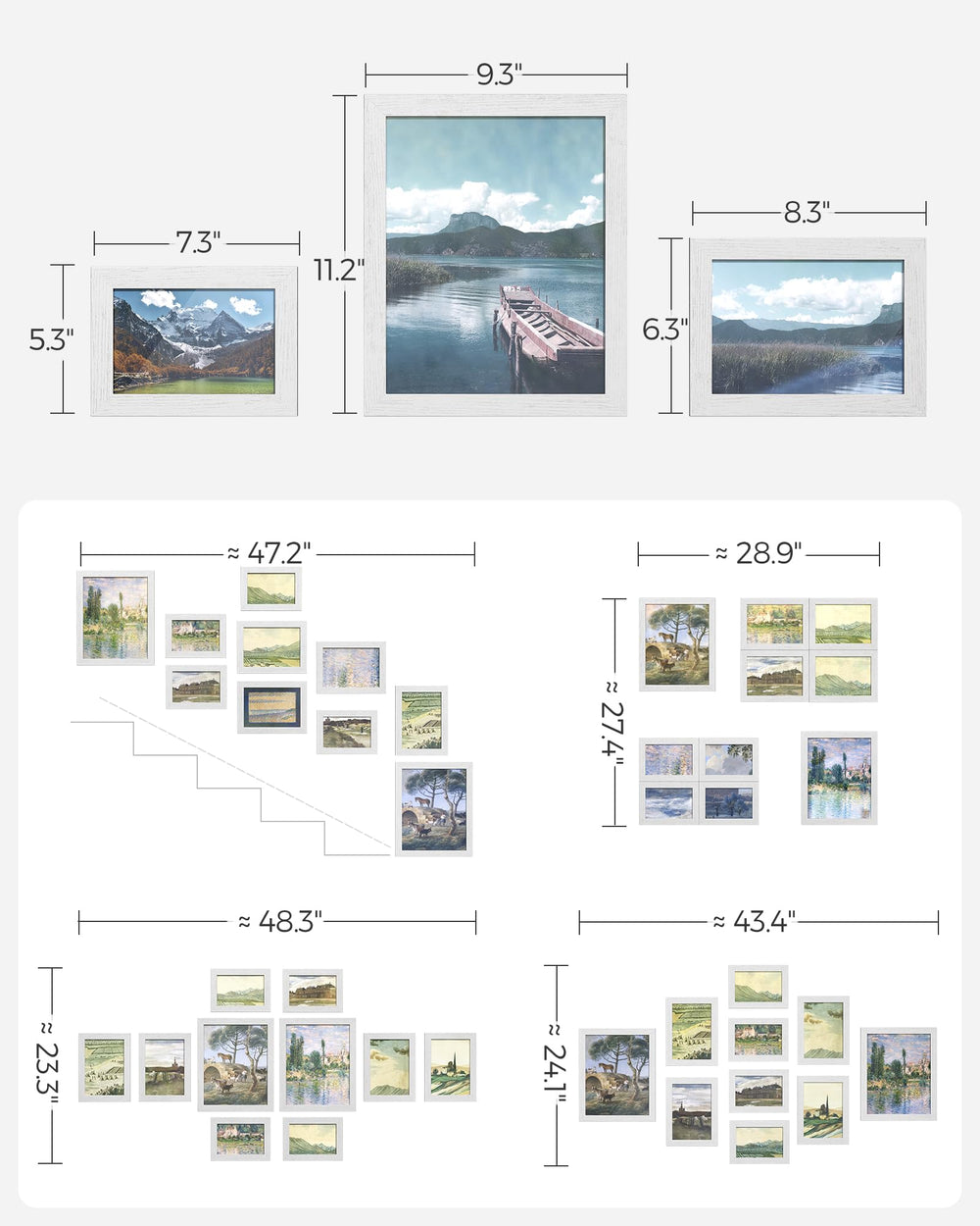 SONGMICS composition de galerie murale illustrant un agencement harmonieux et équilibré
