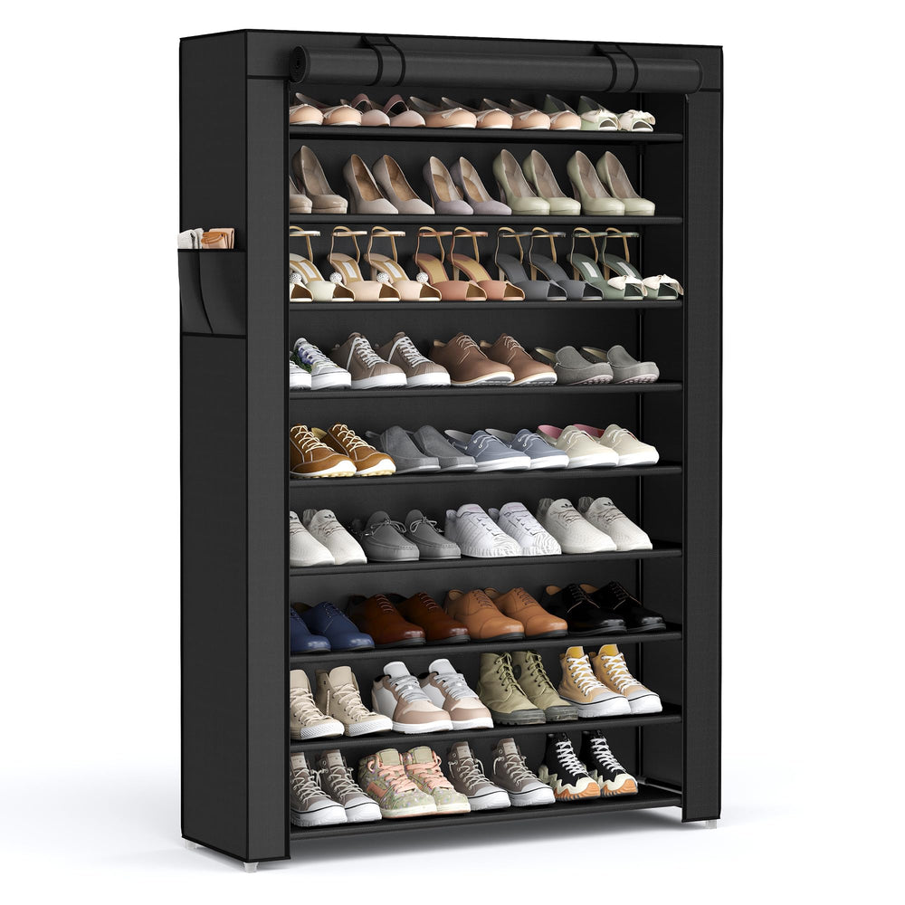 SONGMICS meuble à chaussures face montrant organisation et gain de place