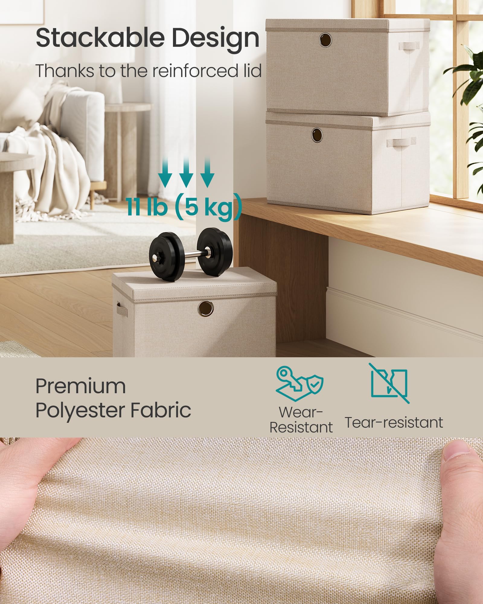 SONGMICS boîte ouverte remplie de vêtements pour organisation optimale