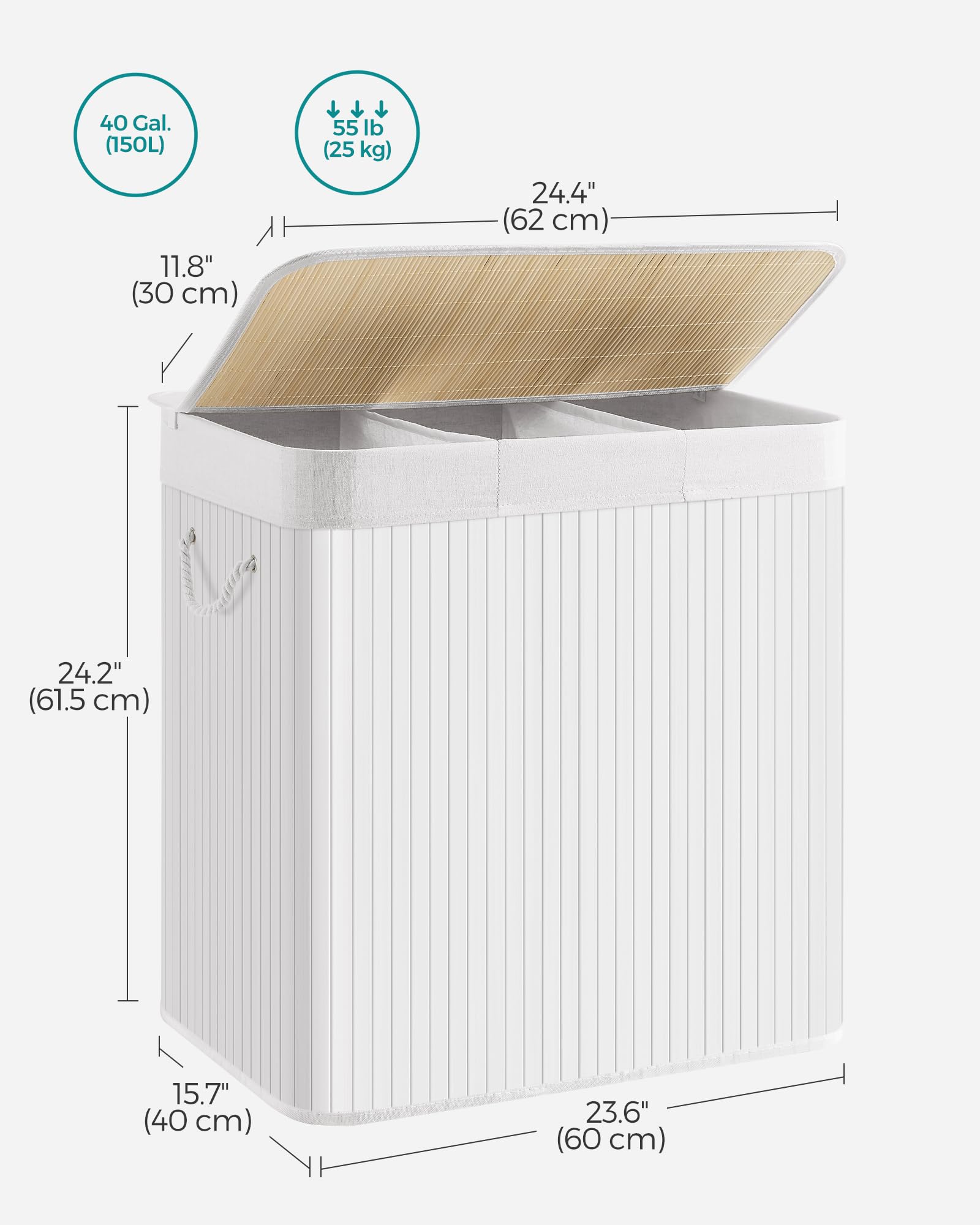 SONGMICS comparaison taille avec serviette, capacité familiale claire
