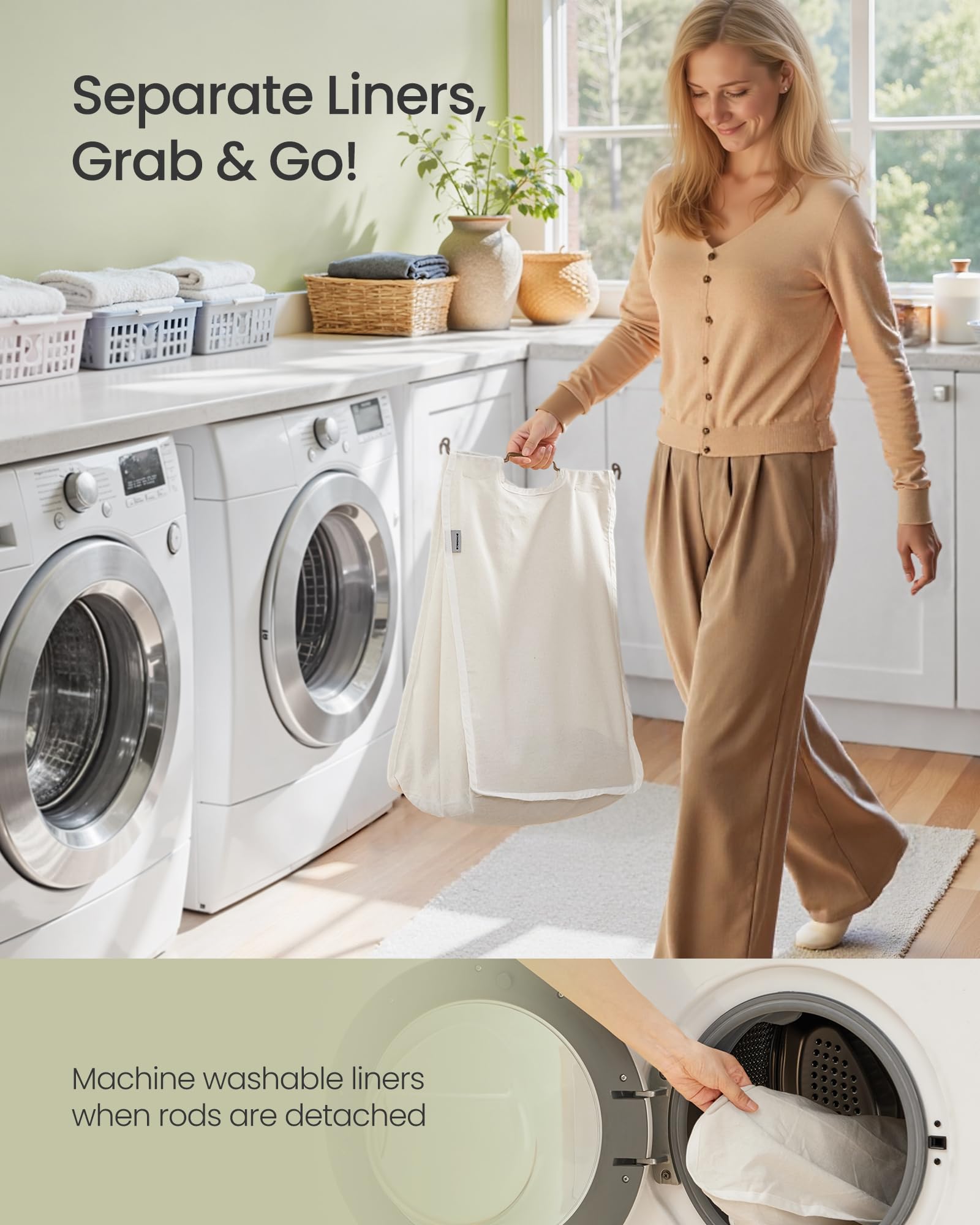 SONGMICS couvercle fermé gardant le linge hors de vue et sans poussière