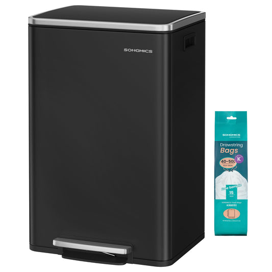 SONGMICS poubelle face avant élégante en acier inoxydable, design moderne et gain d'espace
