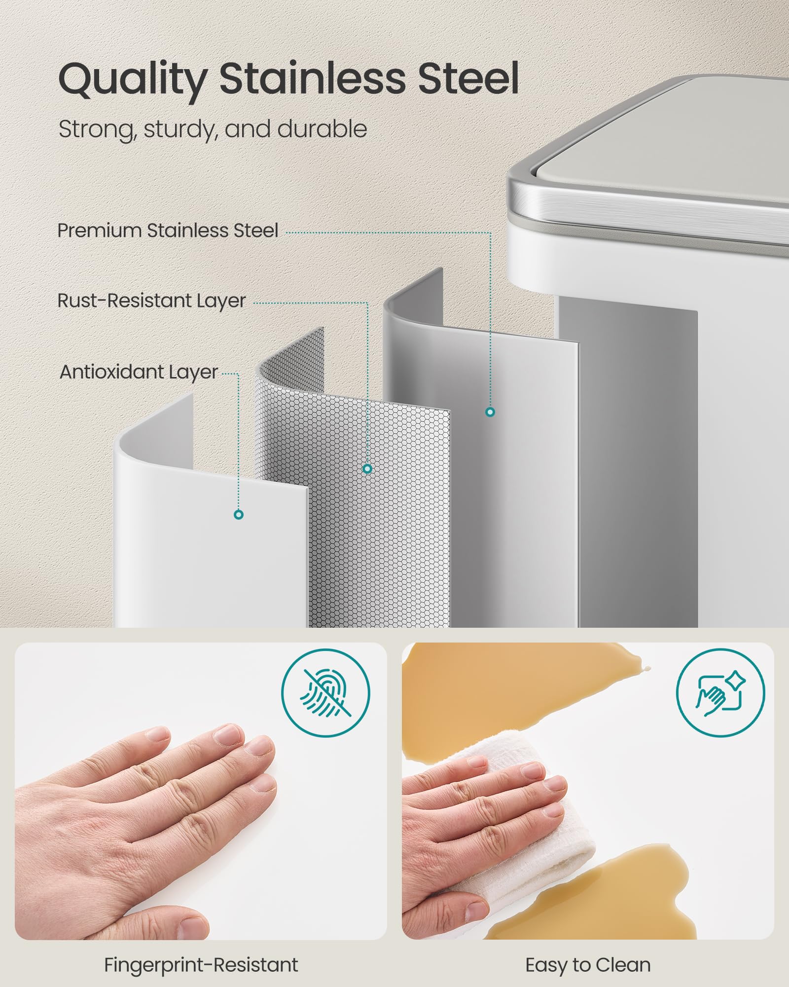SONGMICS acier inoxydable anti-traces pour un entretien simplifié