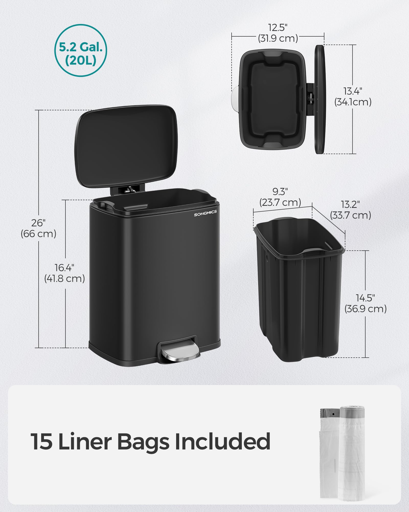 SONGMICS poubelle dans une cuisine compacte montrant intégration harmonieuse