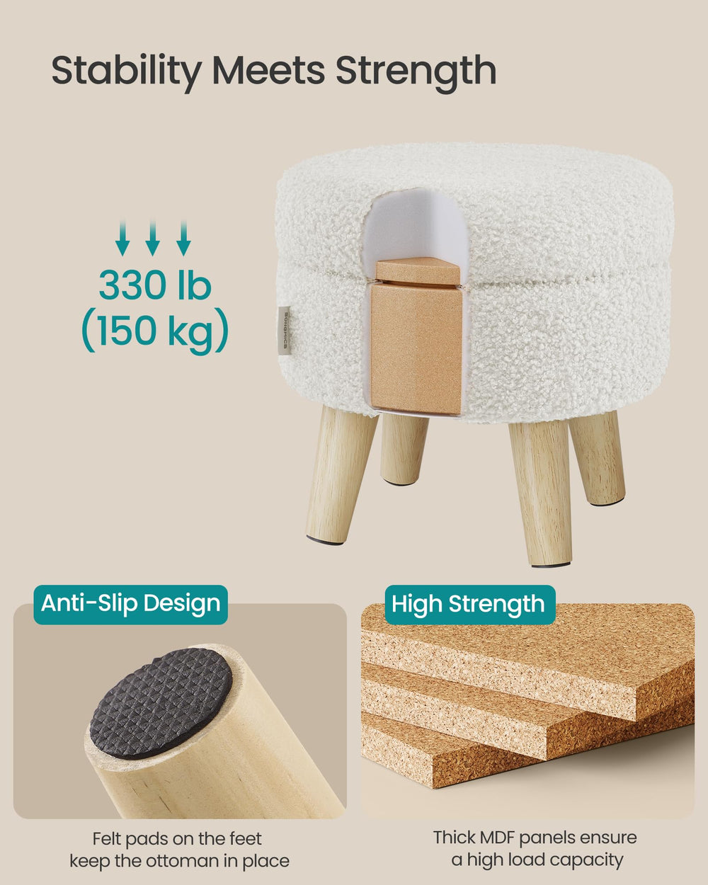 SONGMICS pouf en situation salon apportant style et fonctionnalité