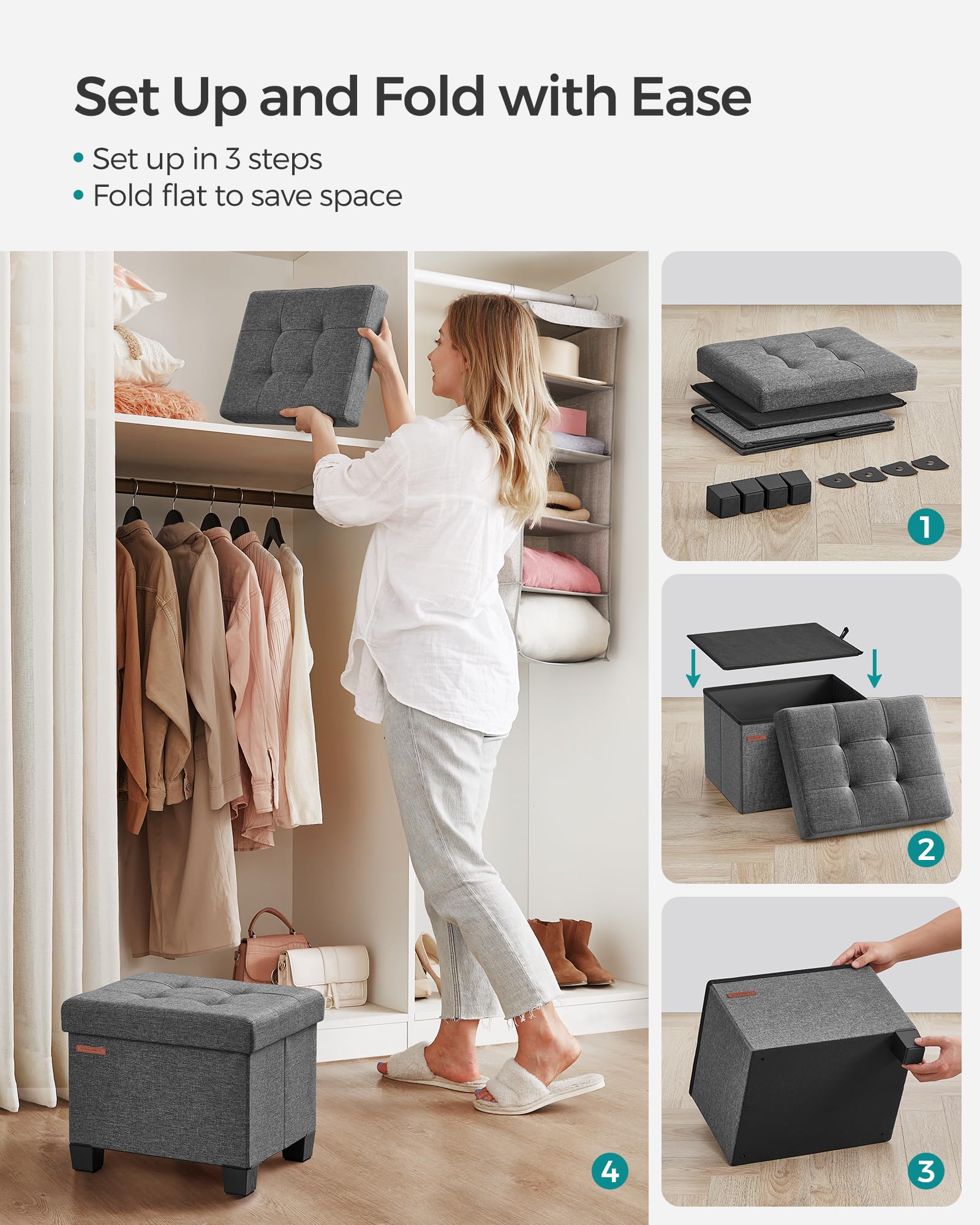 SONGMICS pouf dans chambre étudiante démontrant fonction économique gain