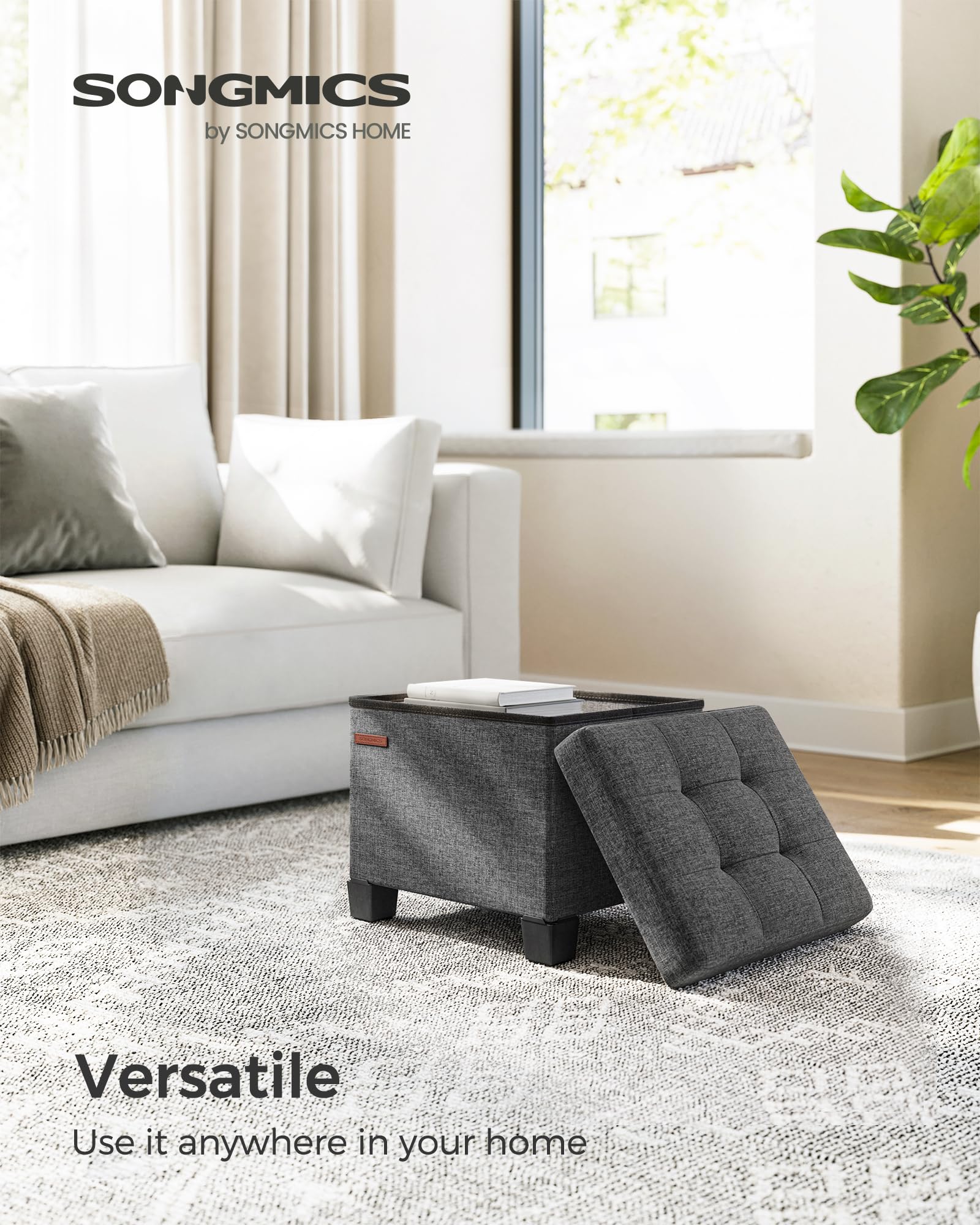 SONGMICS gros plan tissu effet lin montrant texture résistante utile