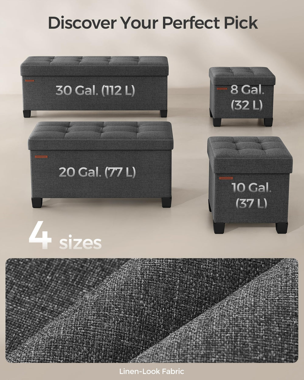 SONGMICS pouf en situation salon utilisé comme repose-pieds confortable