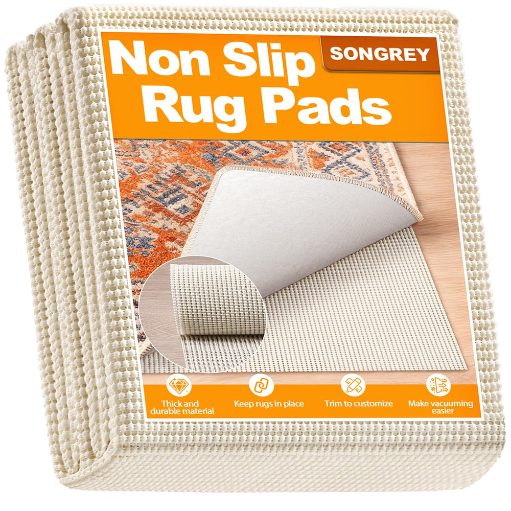Songrey vue avant du tapis antidérapant 9x12 ft montrant l’emballage et la taille, protège efficacement