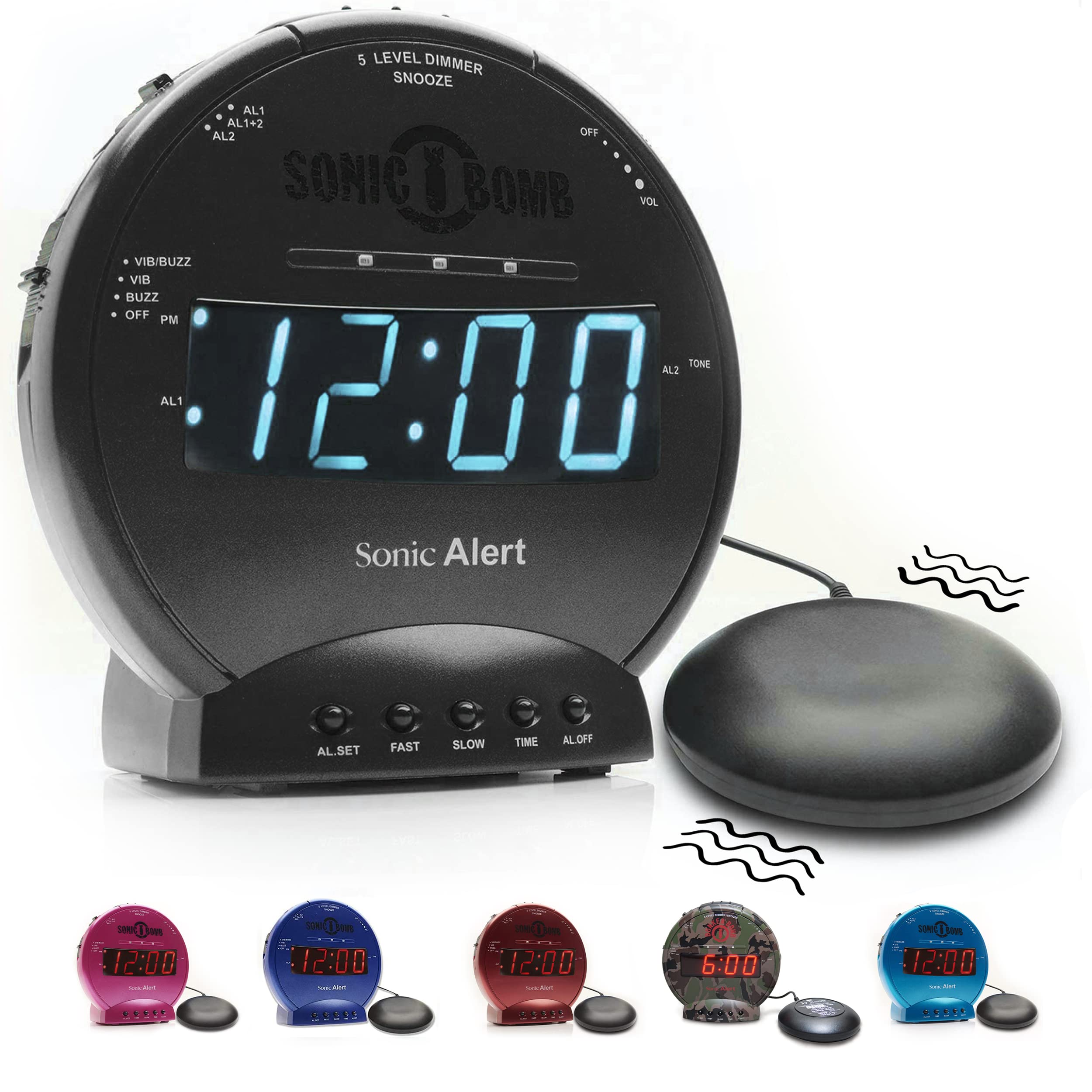 Sonic Alert Sonic Bomb face avant affichage clair et volume réglable pour réveil puissant
