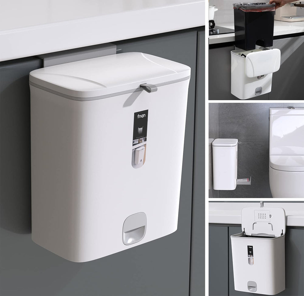 Sooyee poubelle face avant blanche, design compact et gain de place