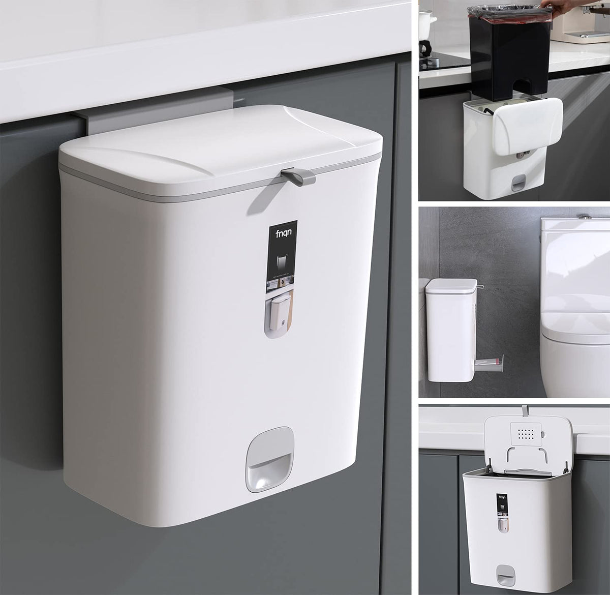 Sooyee poubelle face avant blanche, design compact et gain de place