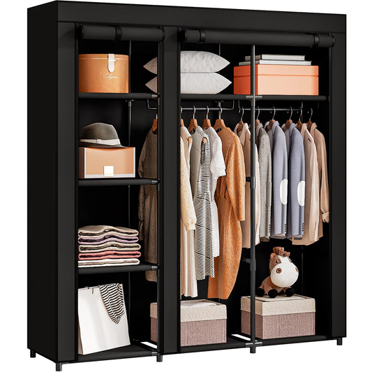 SORCEDAS armoire ouverte montrant étagères et tringles pour organisation