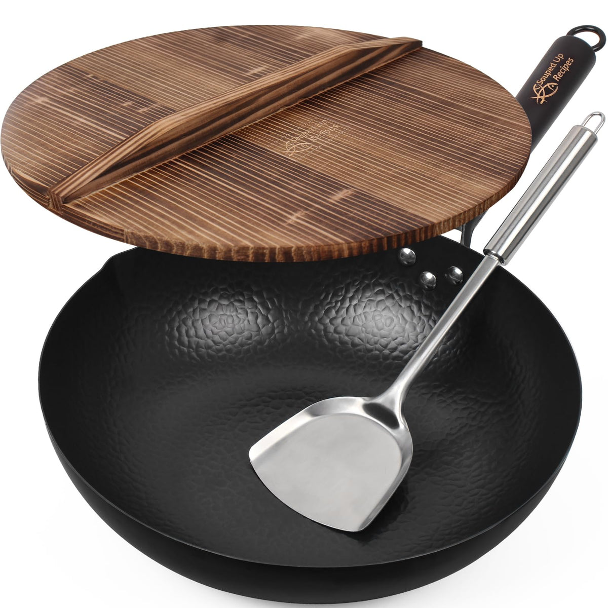 Souped Up Recipes wok face avant présentant conception solide et fond plat
