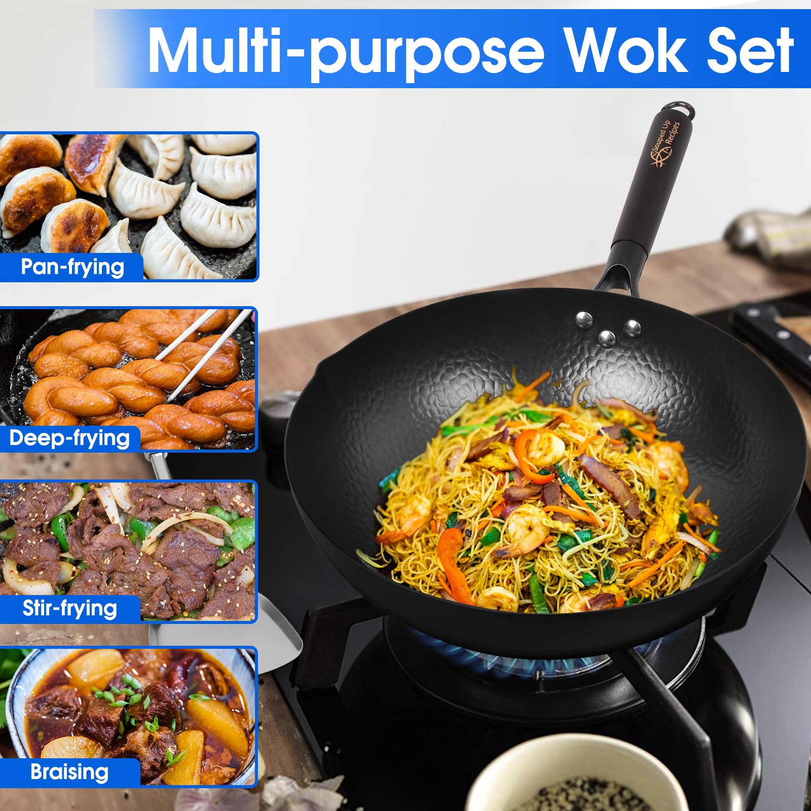 Souped Up Recipes gros plan de la surface acier carbone montrant durabilité