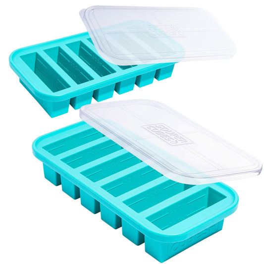 Souper Cubes vue avant de l'emballage aqua montrant le pack de 2 pratique