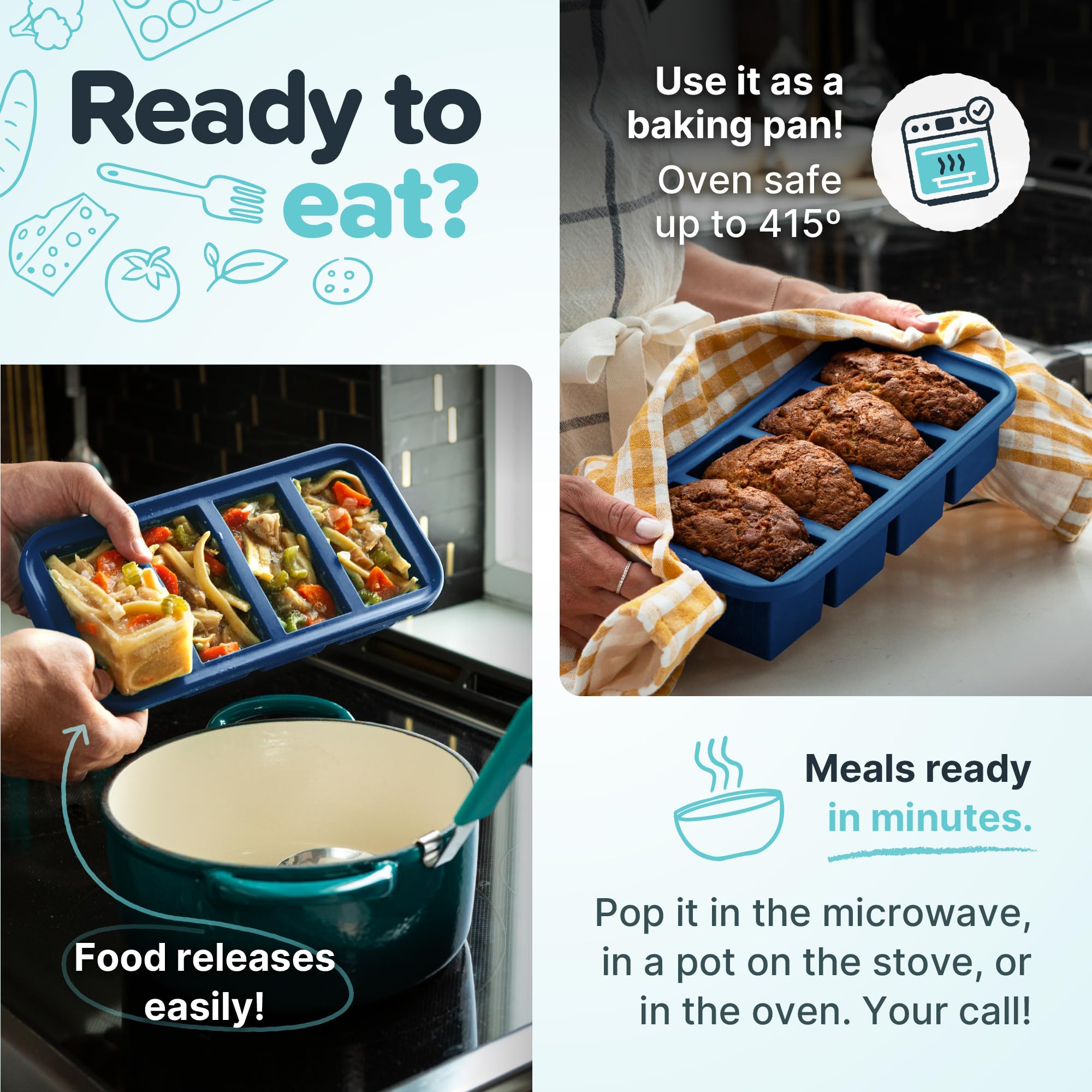Souper Cubes dans le congélateur empilés avec couvercles pour organisation maximale