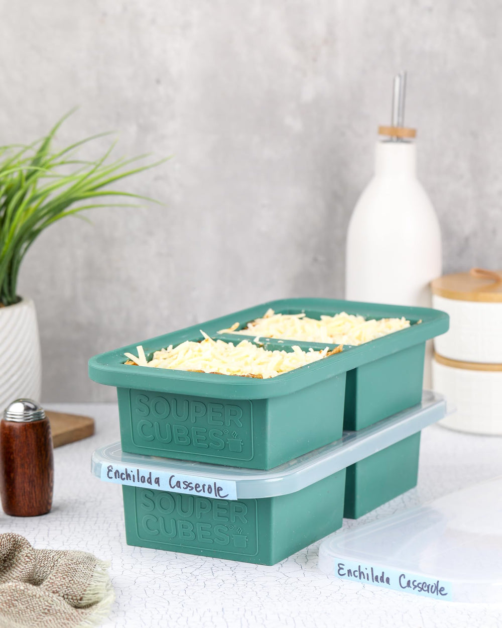 Souper Cubes gros plan sur le couvercle hermétique pour stockage sans fuite