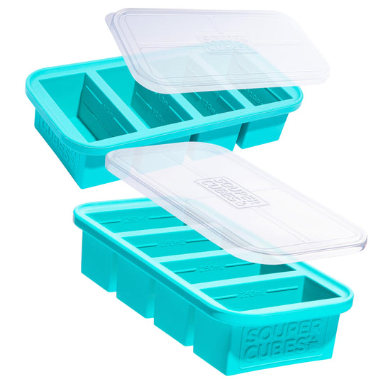Souper Cubes face avant emballage montrant lot aqua et couvercles pratiques