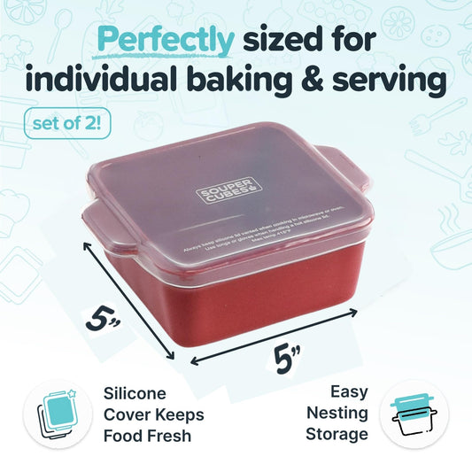 Souper Cubes gros plan de l'émail cranberry montrant durabilité et finition